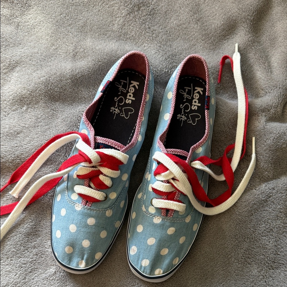 Taylor Swift Keds Blue Polka Dot Sneakers 6.5 Shoes Ked’s Collab TS Red White